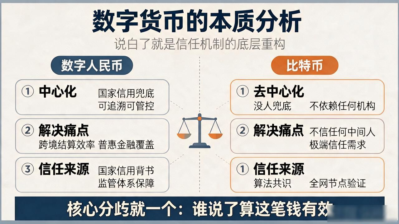 数字货币的本质分析是啥？说白了就是信任机制的底层重构