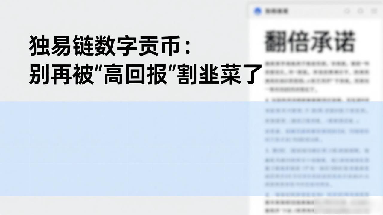 独易链数字货币：别再被"高回报"割韭菜了