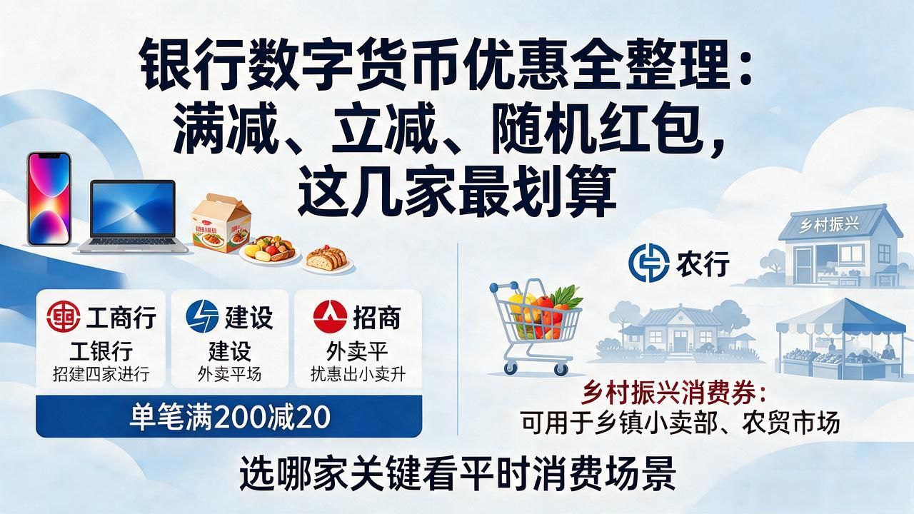 银行数字货币优惠全整理:满减、立减、随机红包,这几家最划算