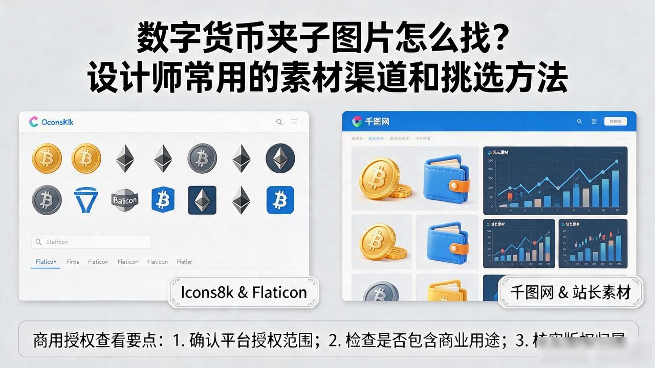 数字货币夹子图片怎么找？设计师常用的素材渠道和挑选方法